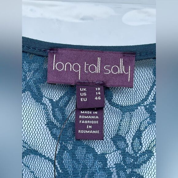 LONG TALL SALLY LACE INSERT TEAL DRESS SIZE 14 - Picture 5 of 13